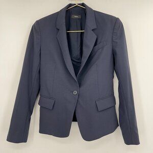 Theory Gabe N Edition Wool Blend Blazer Navy Blue Size 2